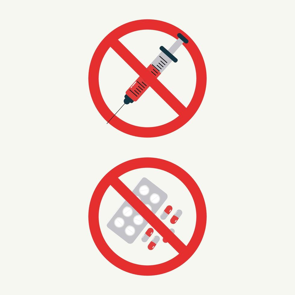 Warning no injection and no drugs design illustration vector