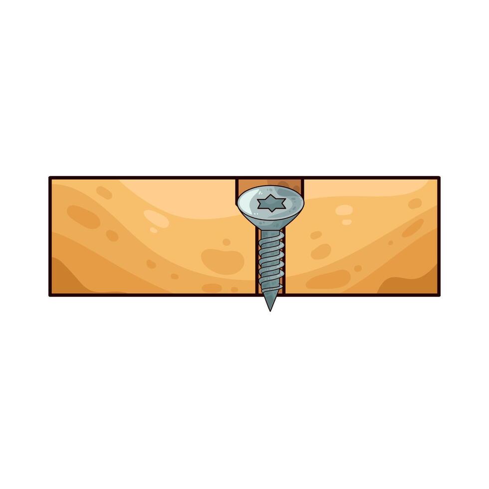 flat head screw on wood illustration vector