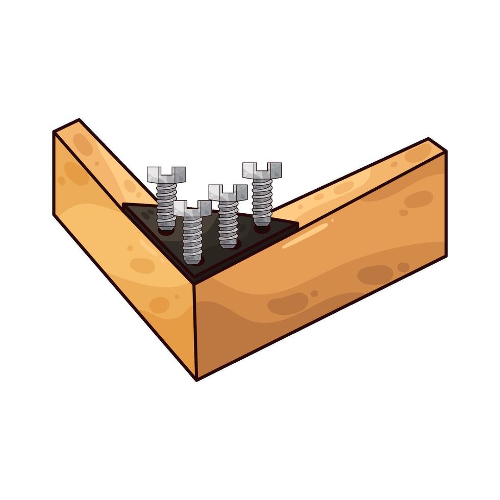 flat head screw on wood vector