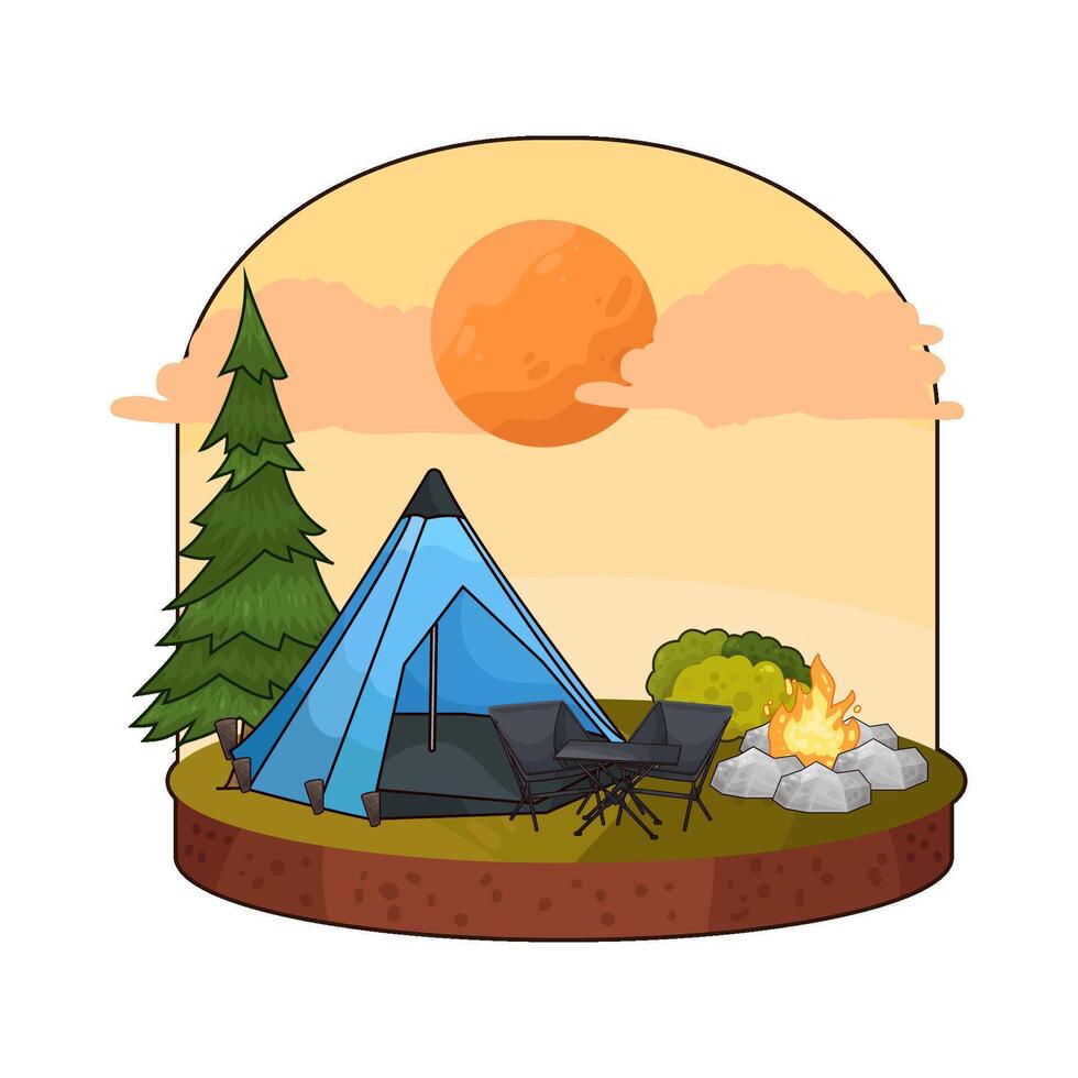 Illustration of blue tent under moon vector