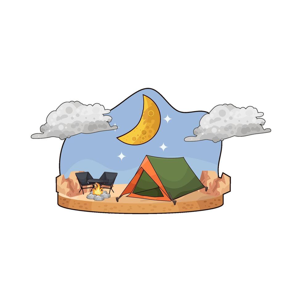 camping under the moon vector