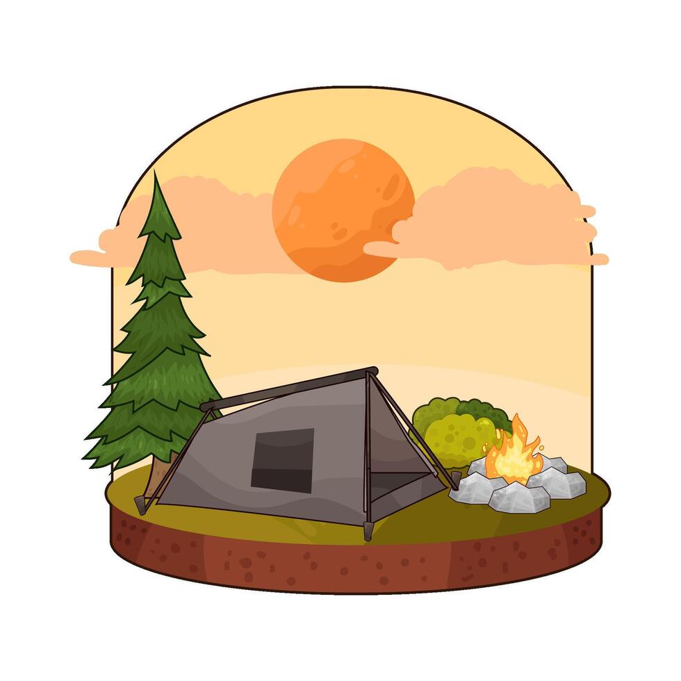 comfortable black tent illustration vector