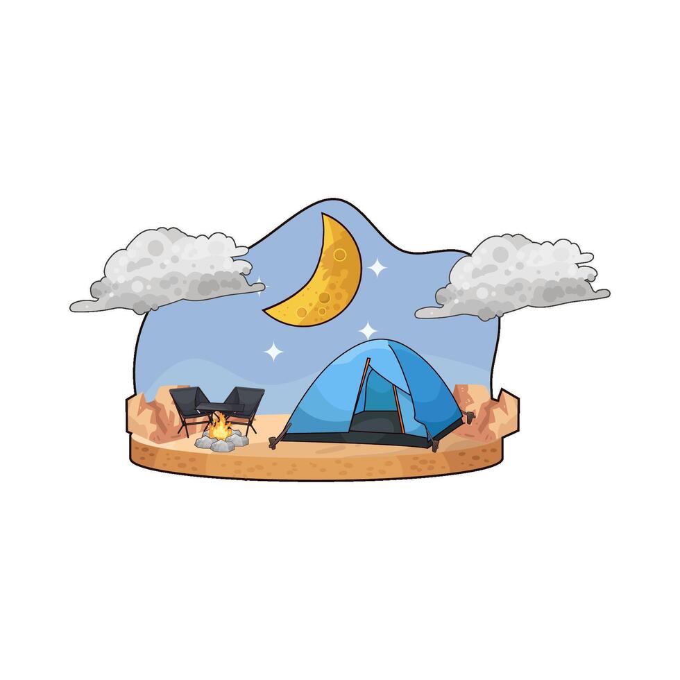 blue tent under moon vector