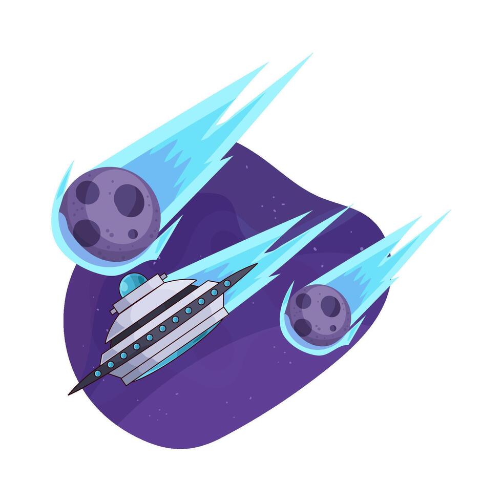 UFO falls with meteor vector