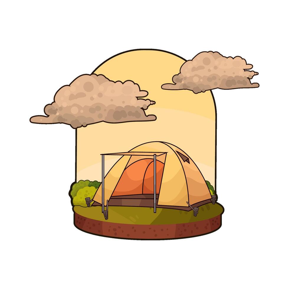 camping tent under the clouds illustration vector