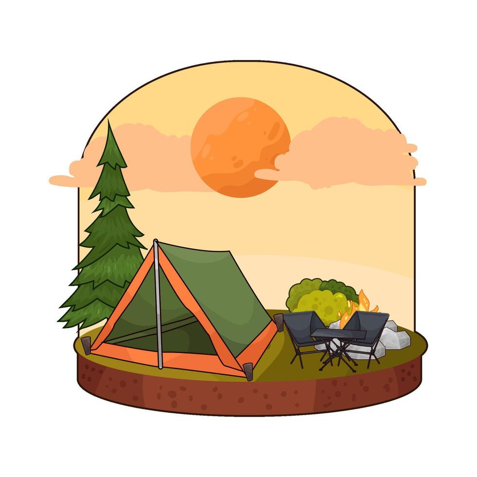 illustration of camping sunset vector