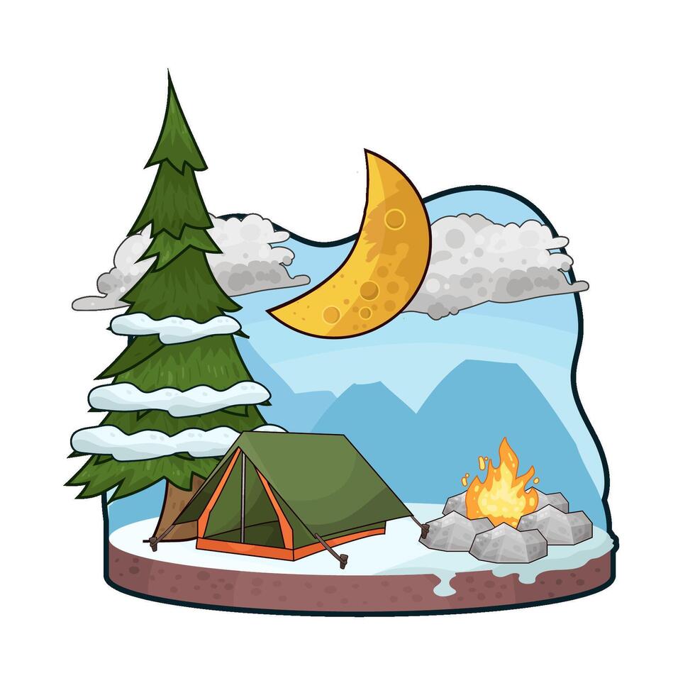 illustration of night camp vector