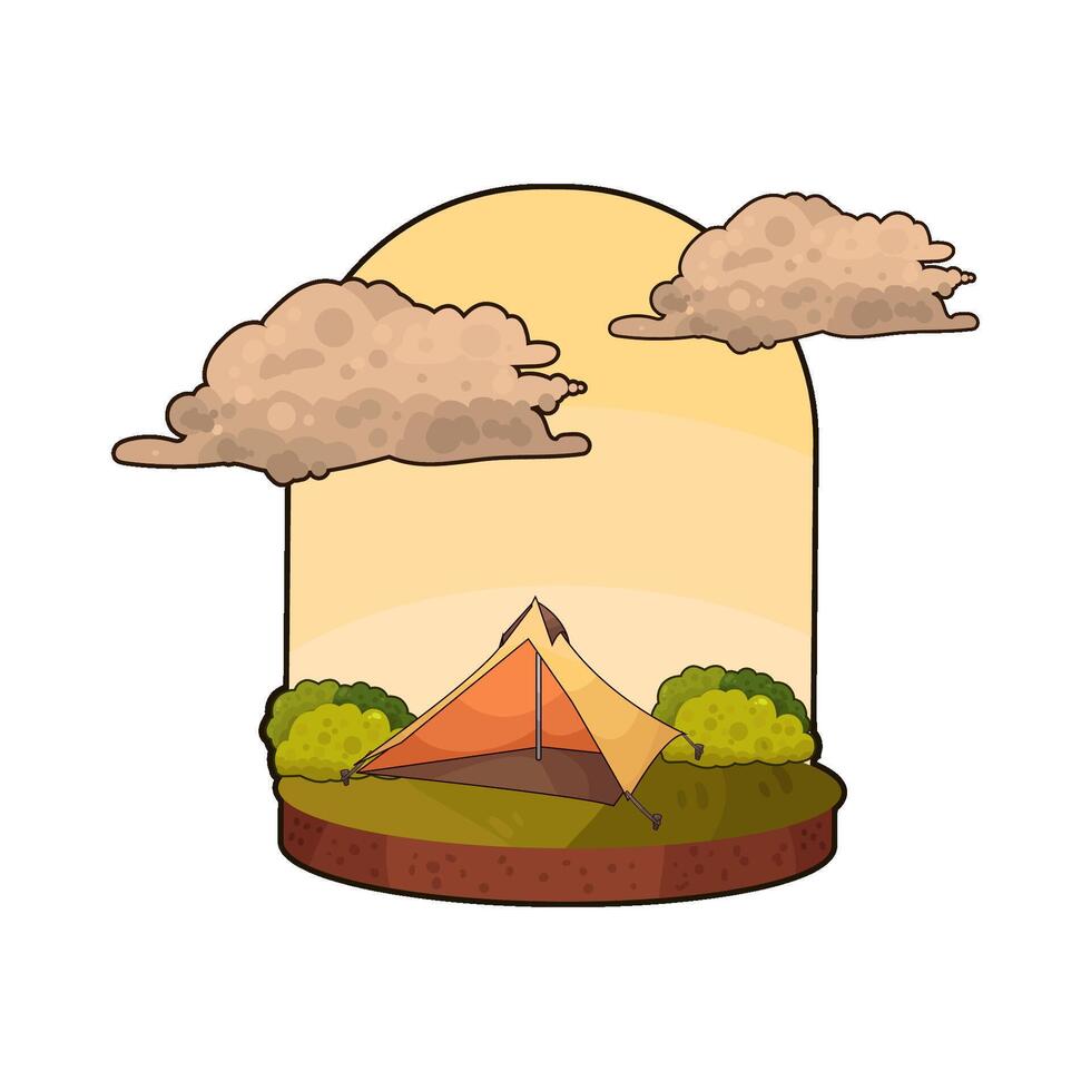 camping tent under the clouds vector