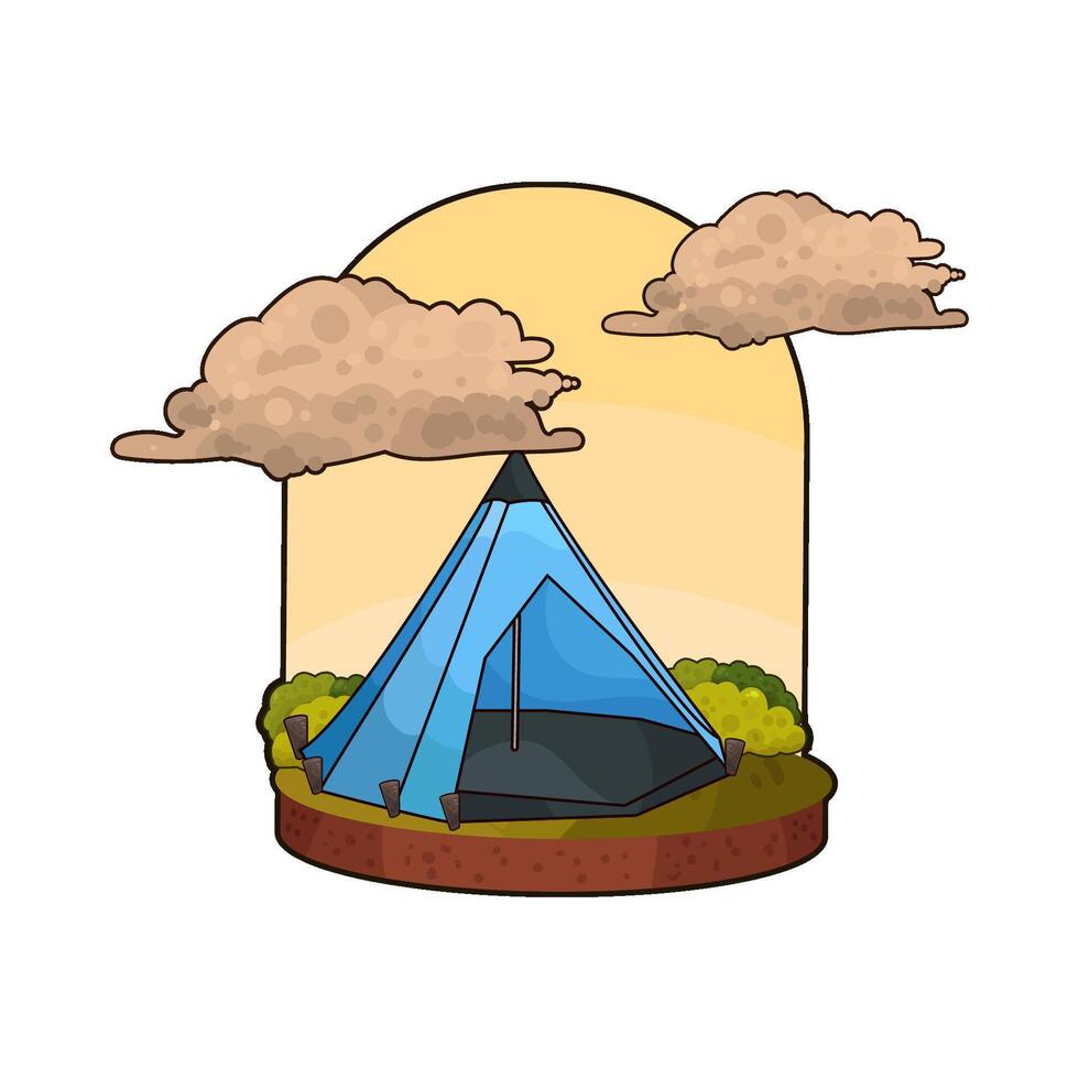 blue tent under clouds vector