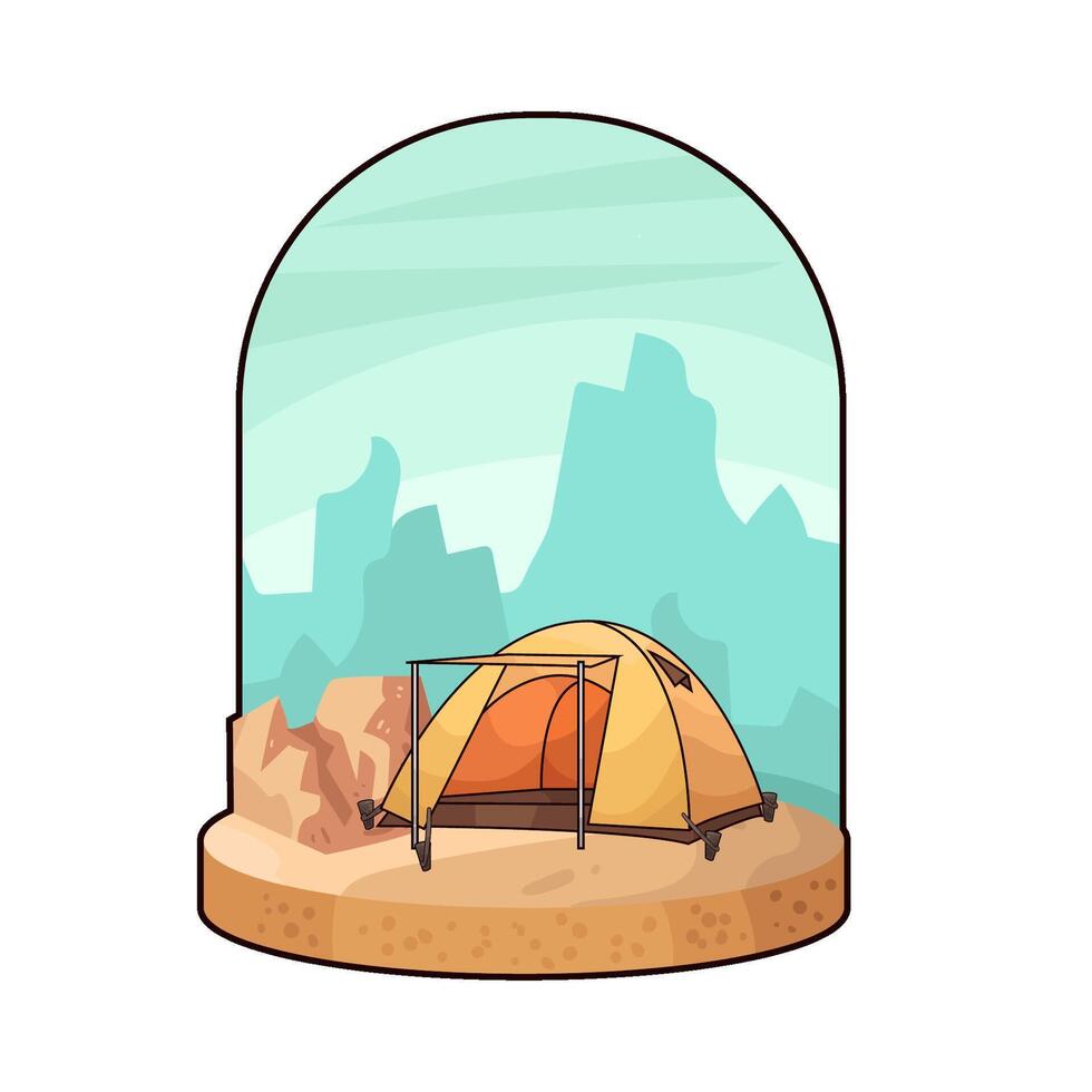 comfortable yellow tent vector