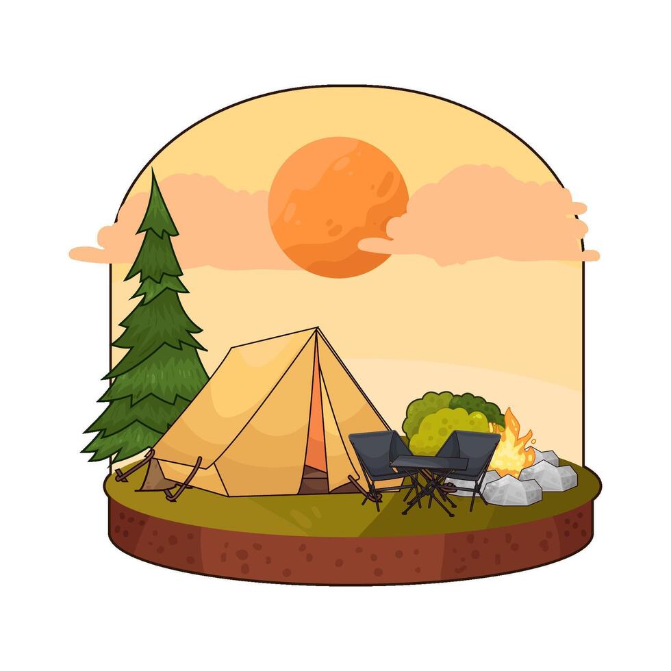 comfortable yellow tent illustration vector
