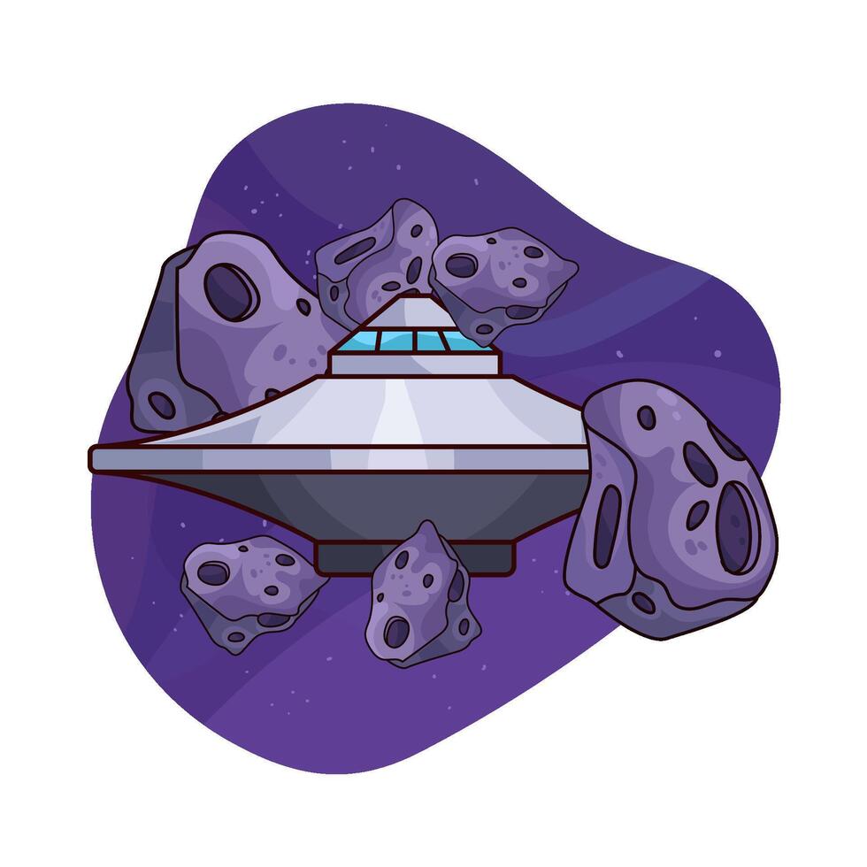UFO with space debris vector