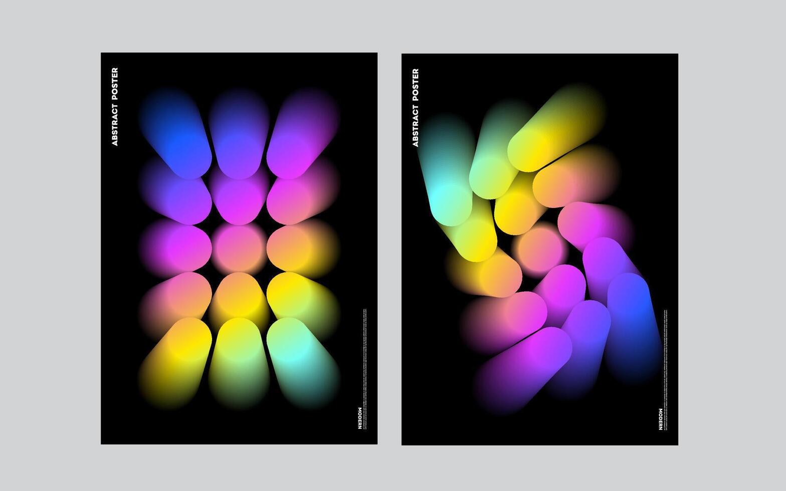 Two banners with colorful lights on them vector
