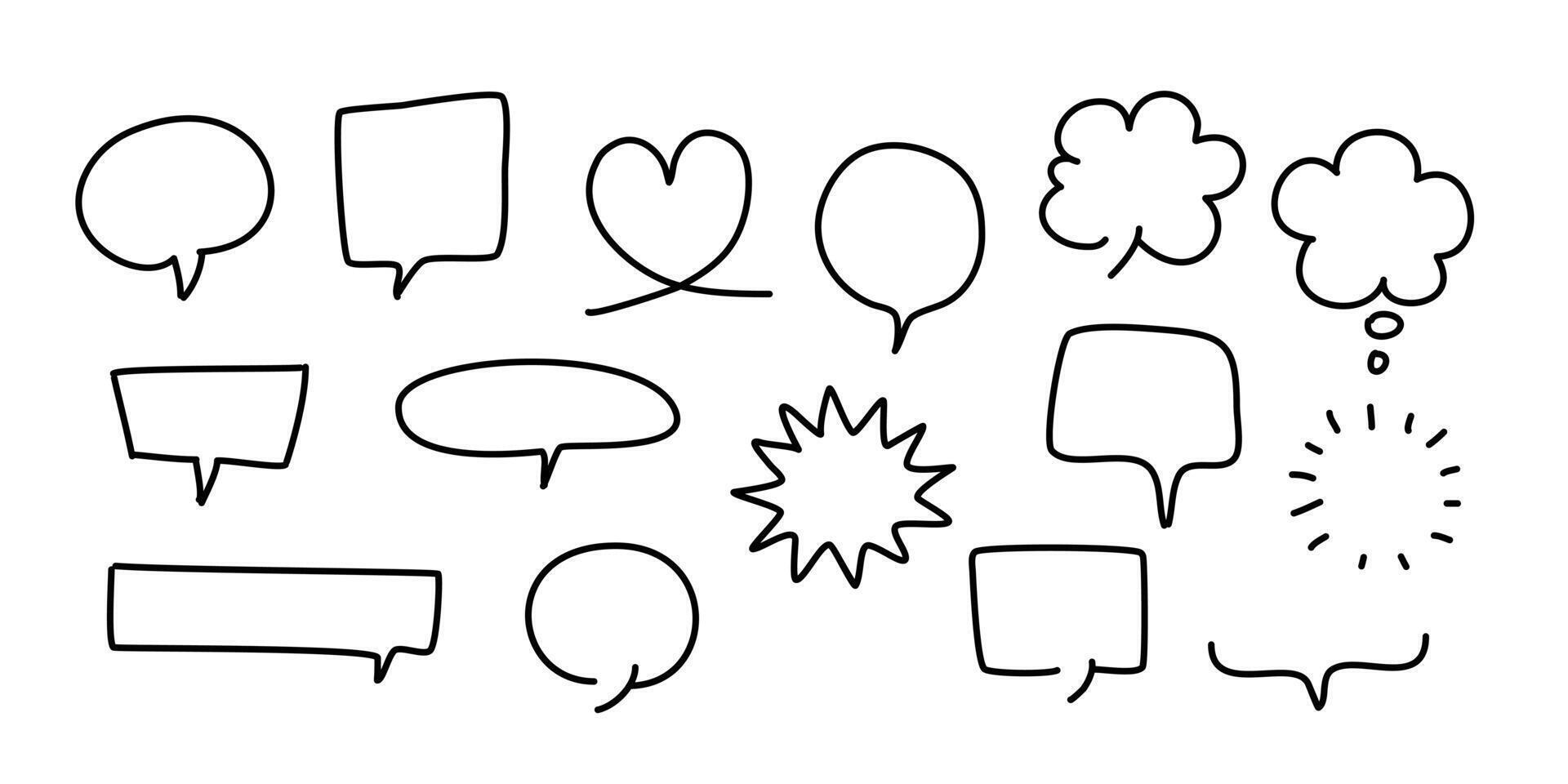 Speech bubbles set of doodle speech bubbles illustration vector