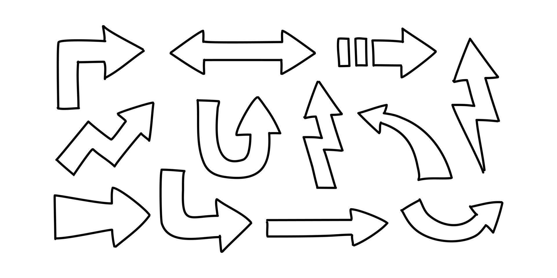 A set of arrows that are drawn in black and white vector