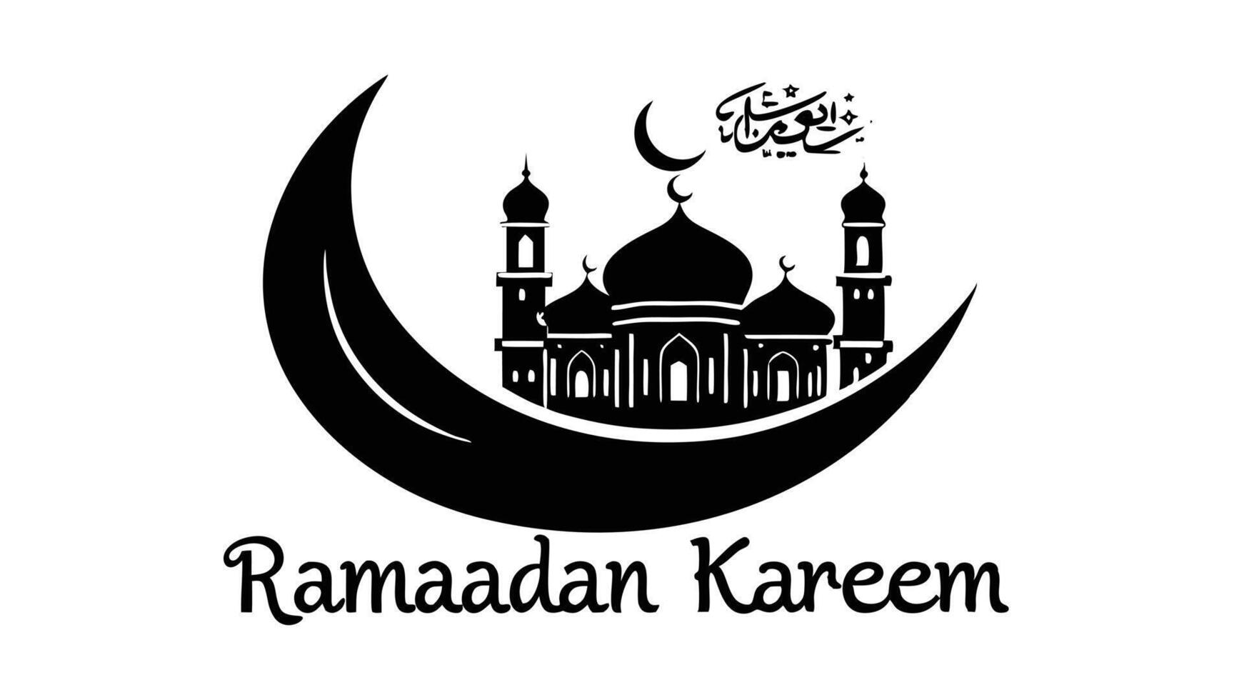Ramadan Kareem Mosque Crescent Moon Islamic Celebration Design vector