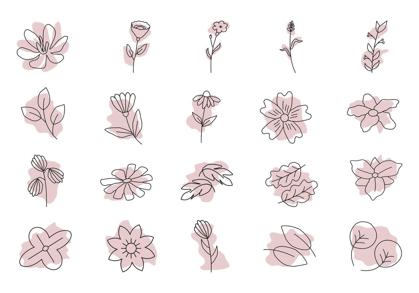 Handrawn Flower Design Icon Set vector