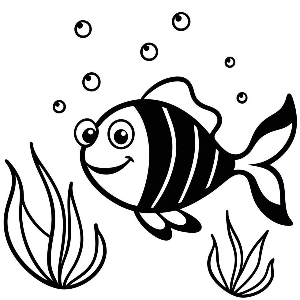Playful Cartoon Fish Swimming in a Magical Underwater World vector