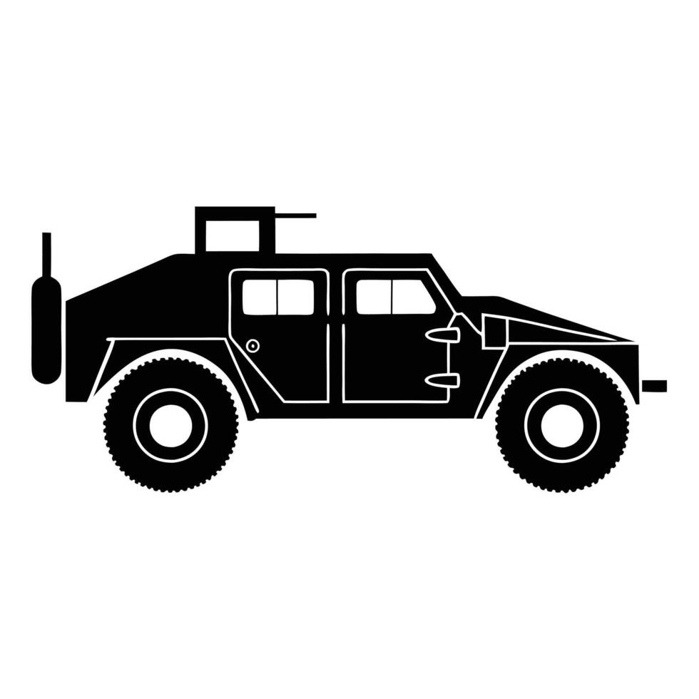 Army Transport Vehicle Black Silhouette Design vector