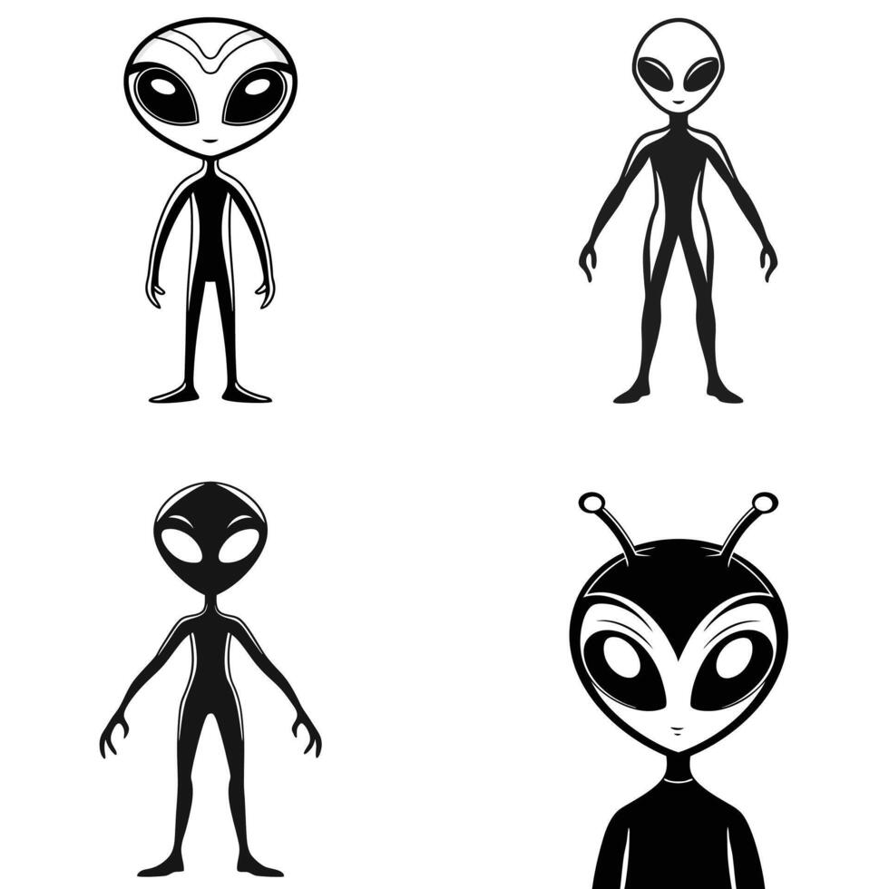 Black Silhouette of an Alien Futuristic Space Creature vector