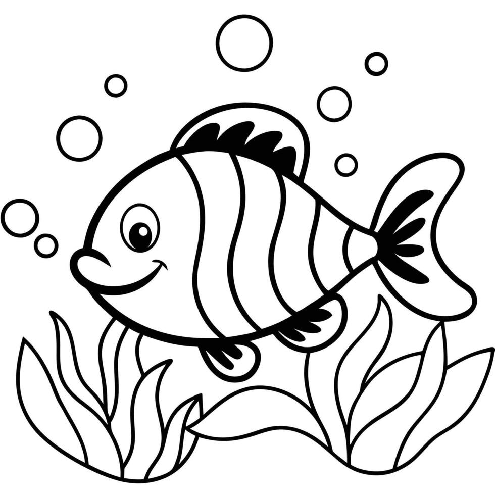 Cartoon Fish and Ocean Friends in a Cheerful Underwater Scene vector