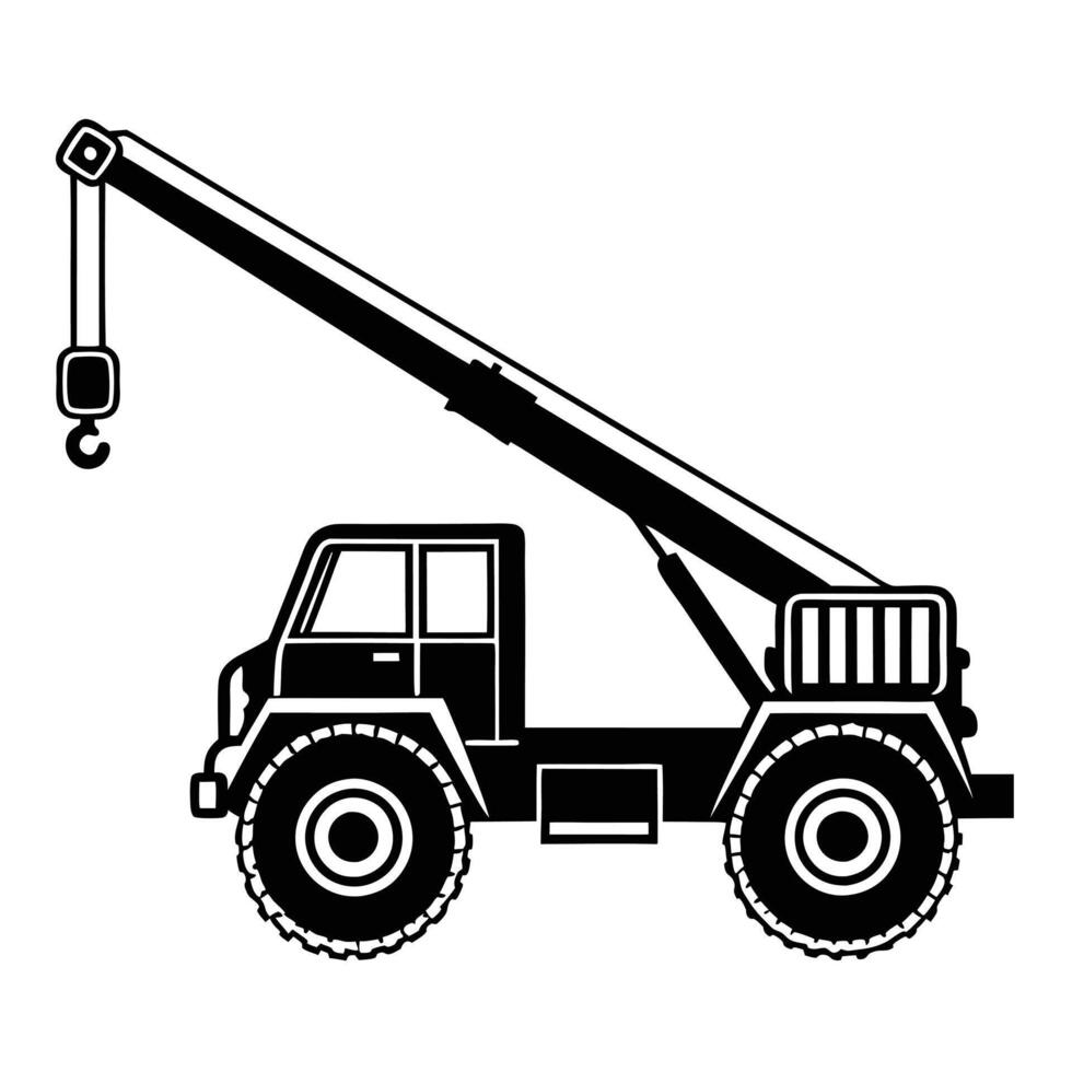 Construction Site Mobile Crane Silhouette vector