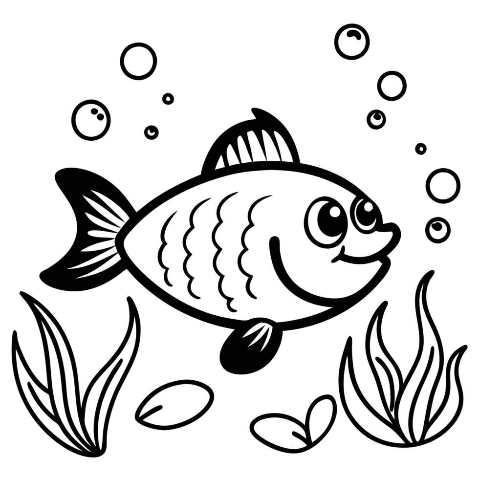 Friendly Cartoon Fish in a Lively Marine Environment vector