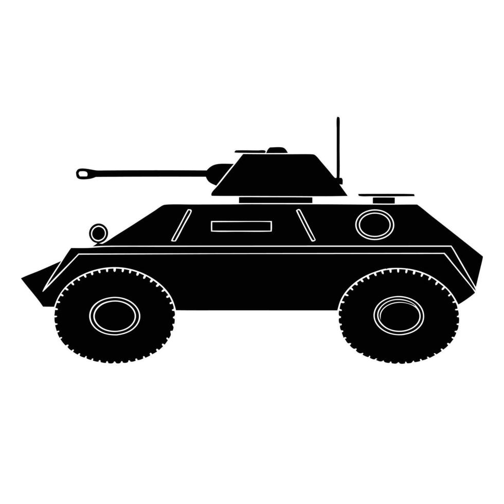 Combat Vehicle Black Silhouette vector