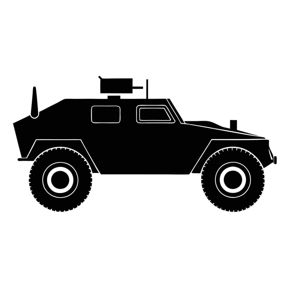 Black Silhouette of an Off-Road Military Jeep vector
