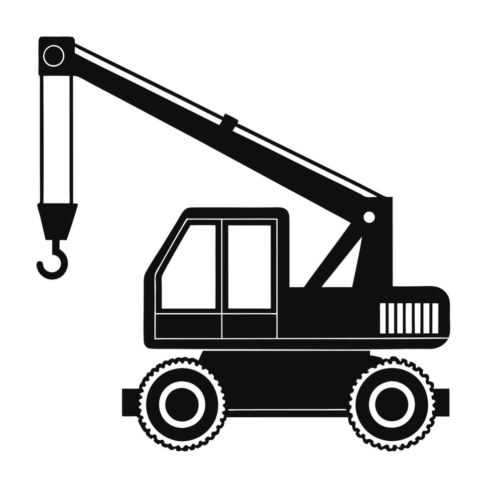 Silhouette of a Mobile Crane on Construction Site vector