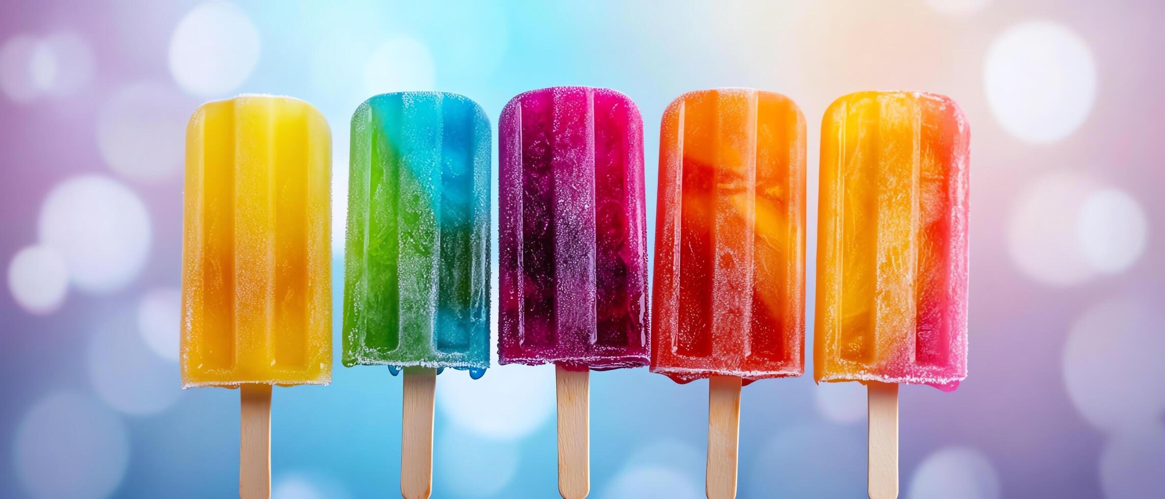 Colorful popsicles on a bright background. photo