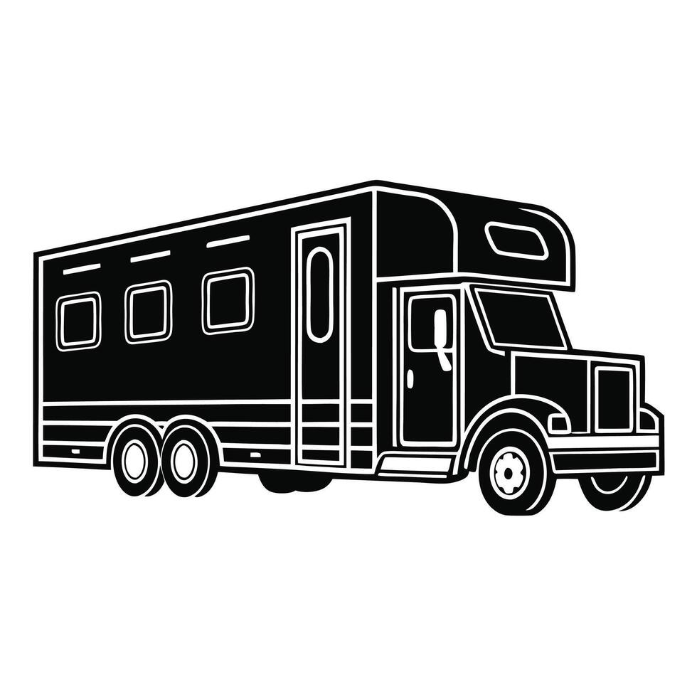 Big Transport Trailer Black Silhouette on a Plain Background vector
