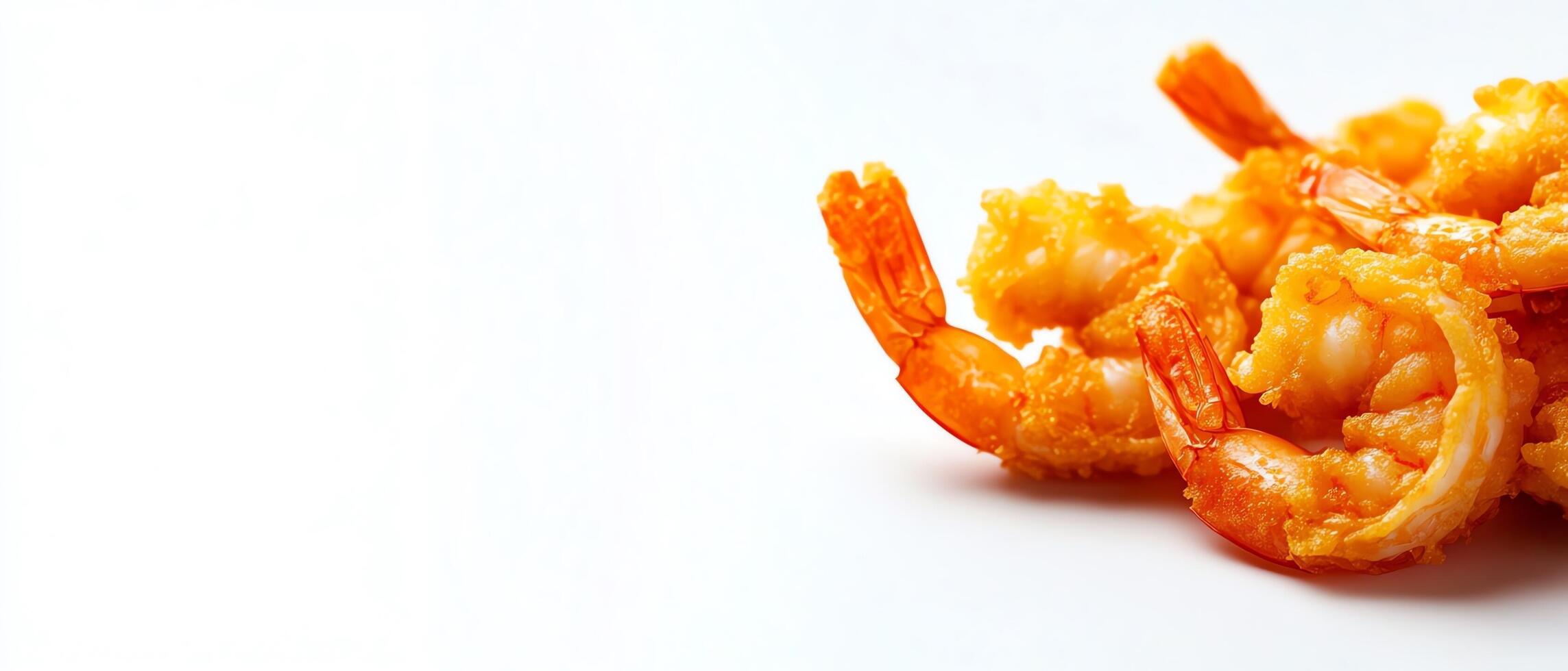 Delicious and crispy fried shrimp on plate. photo