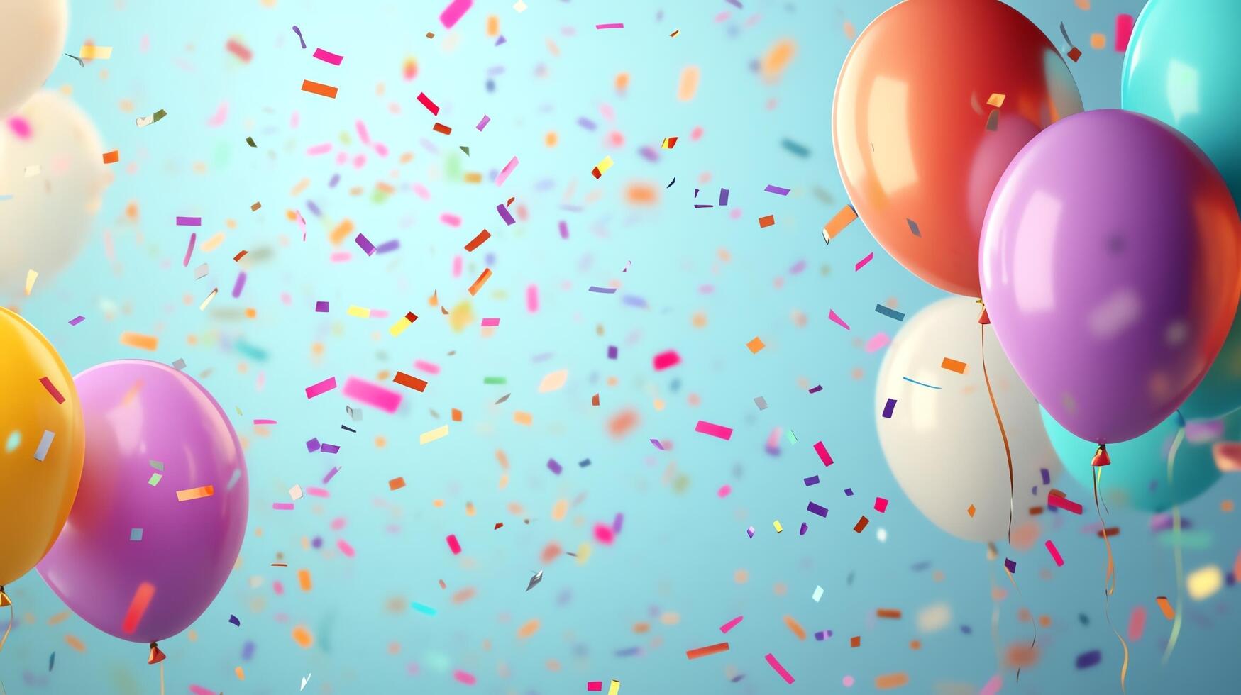 Colorful balloons and confetti for celebrations. photo