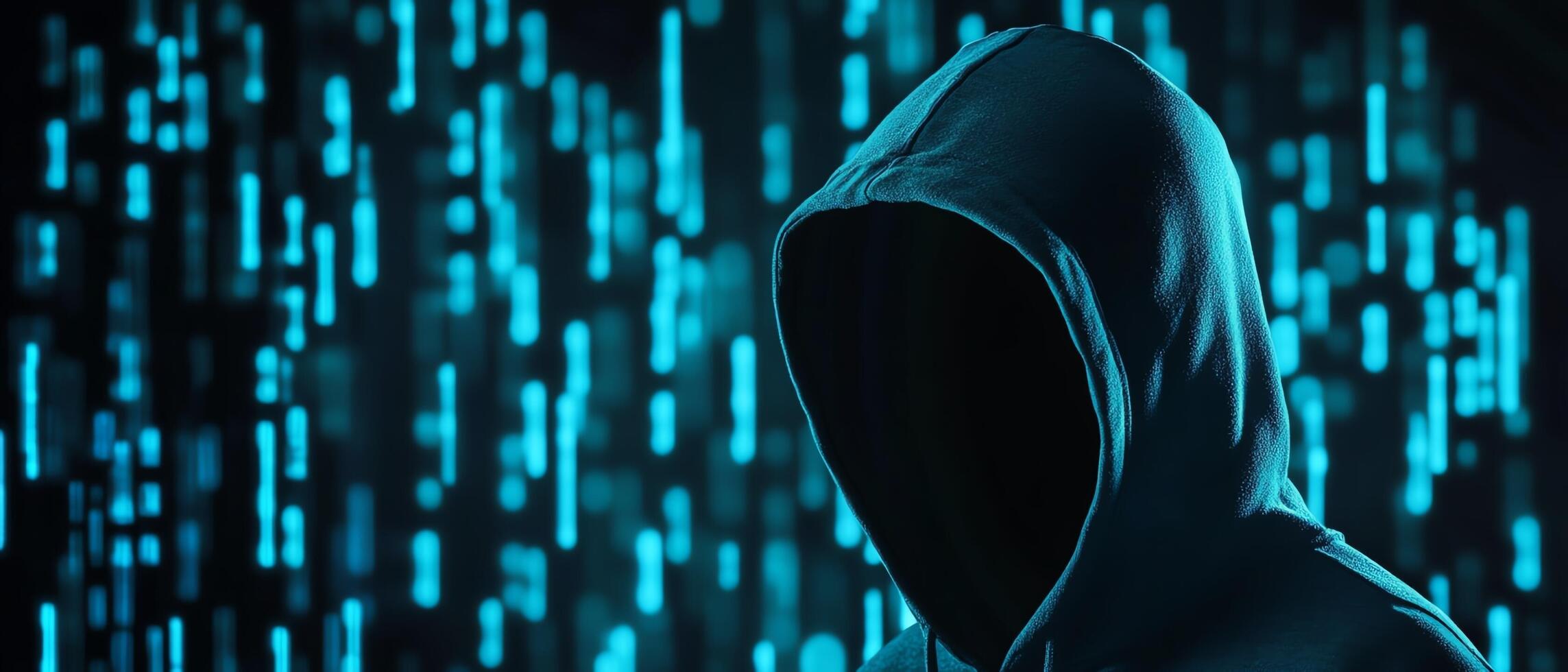Mysterious figure in a digital environment. photo