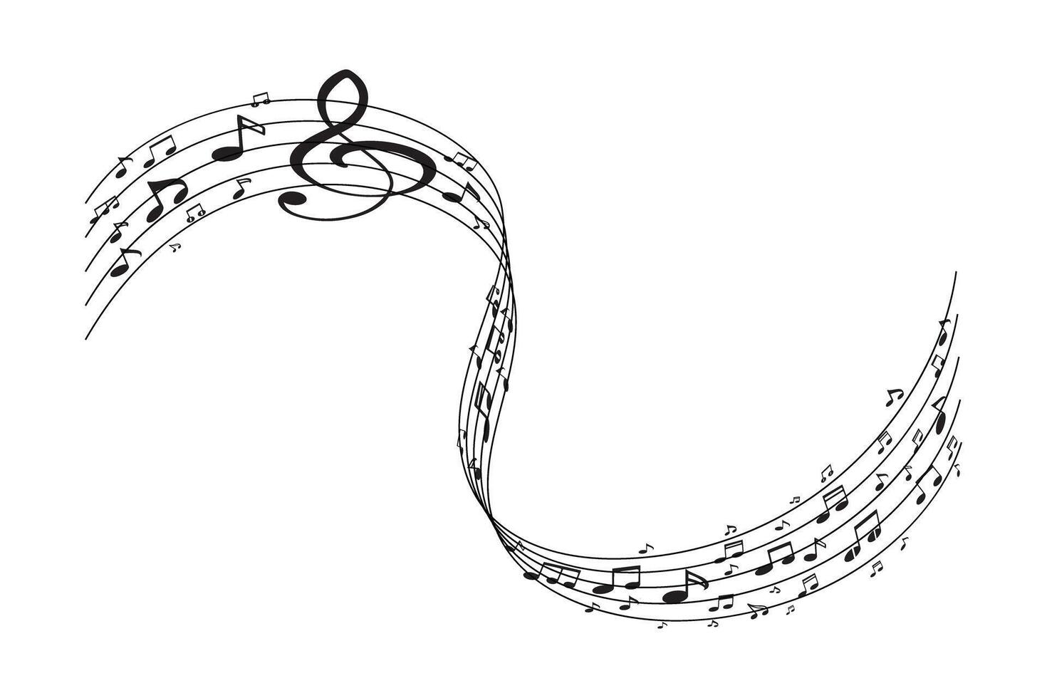 Music notes sound waves black and white silhouette graphic design vector