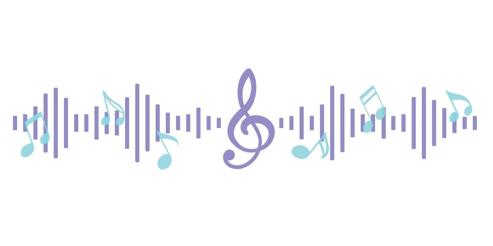 Music notes and sound waves black and white silhouette graphic design vector