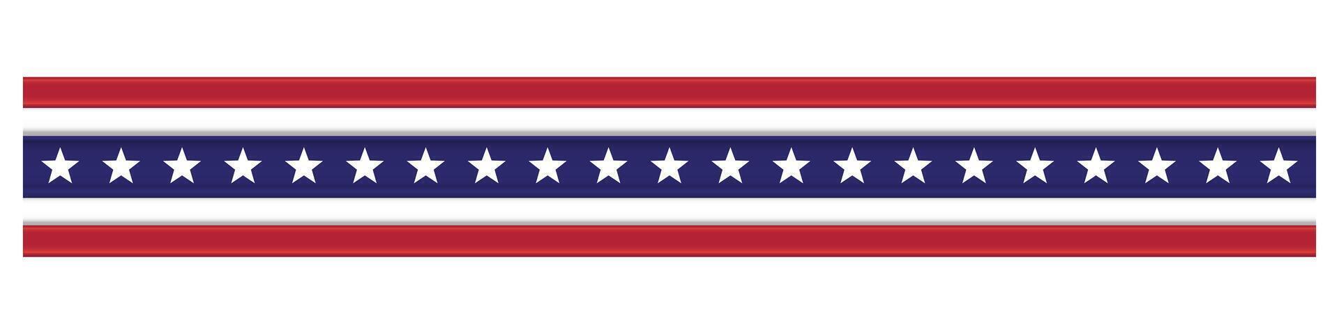 Patriotic 4th of July American Flag Pennant Banner Illustration, Transparent with Red, White, and Blue Design Stars for Independence Day vector