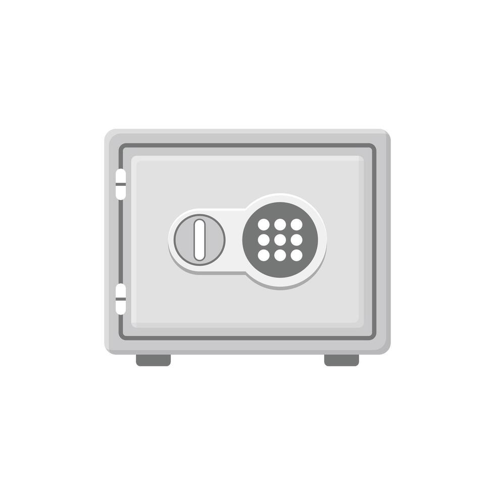 A safe box with a keypad on the front vector