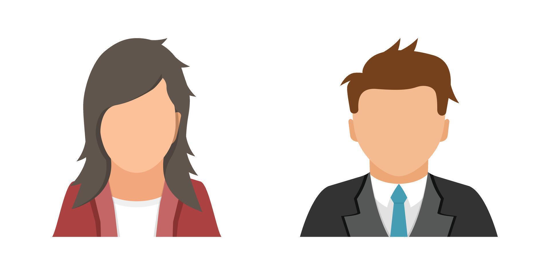 A man and woman are shown in a flat style vector
