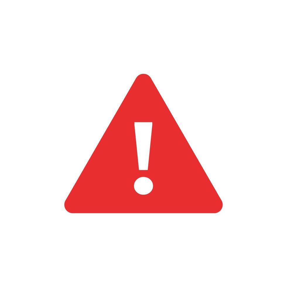 A red warning sign with an exclamation mark vector