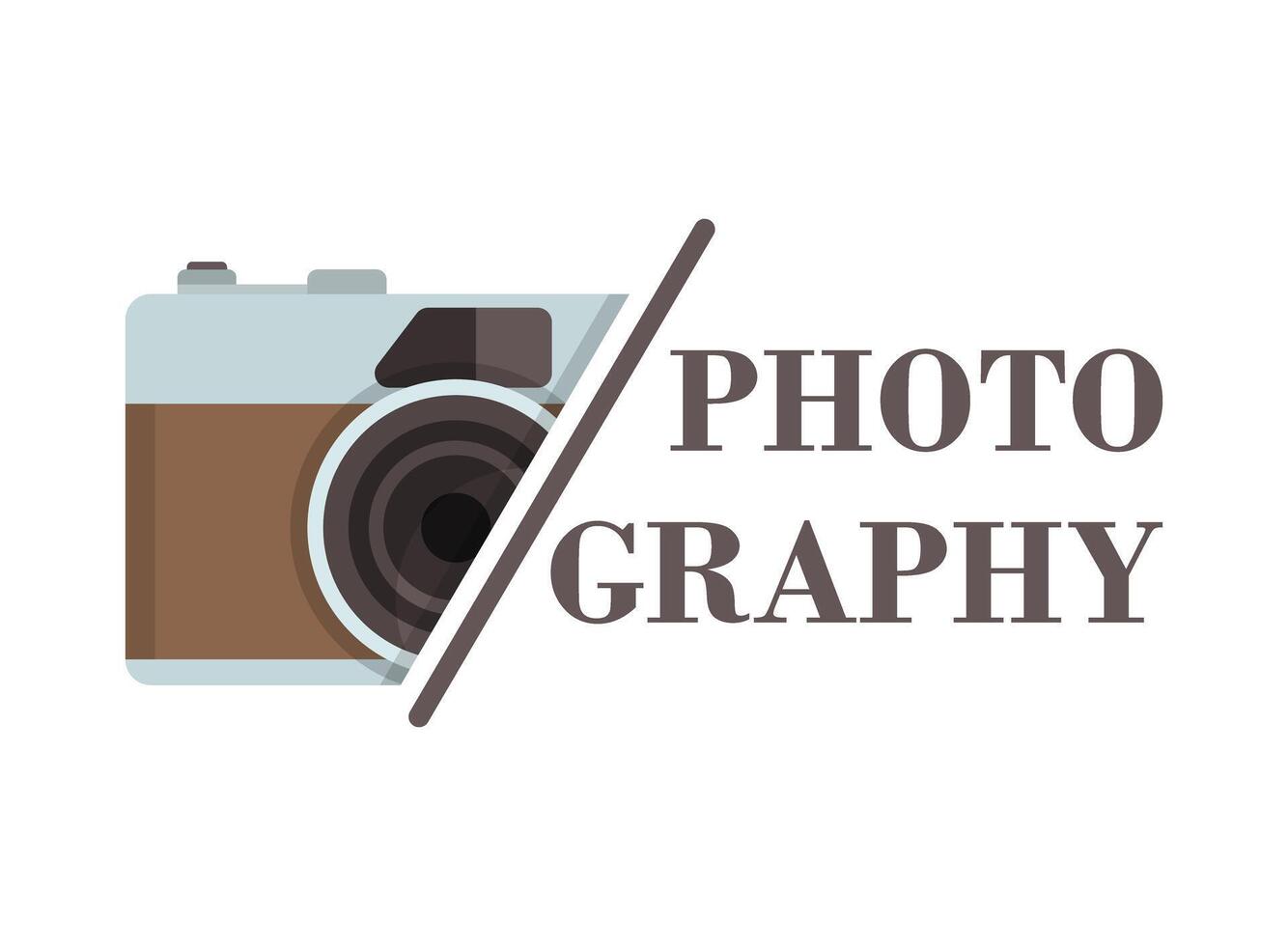 A photo camera logo with the words photo photography vector