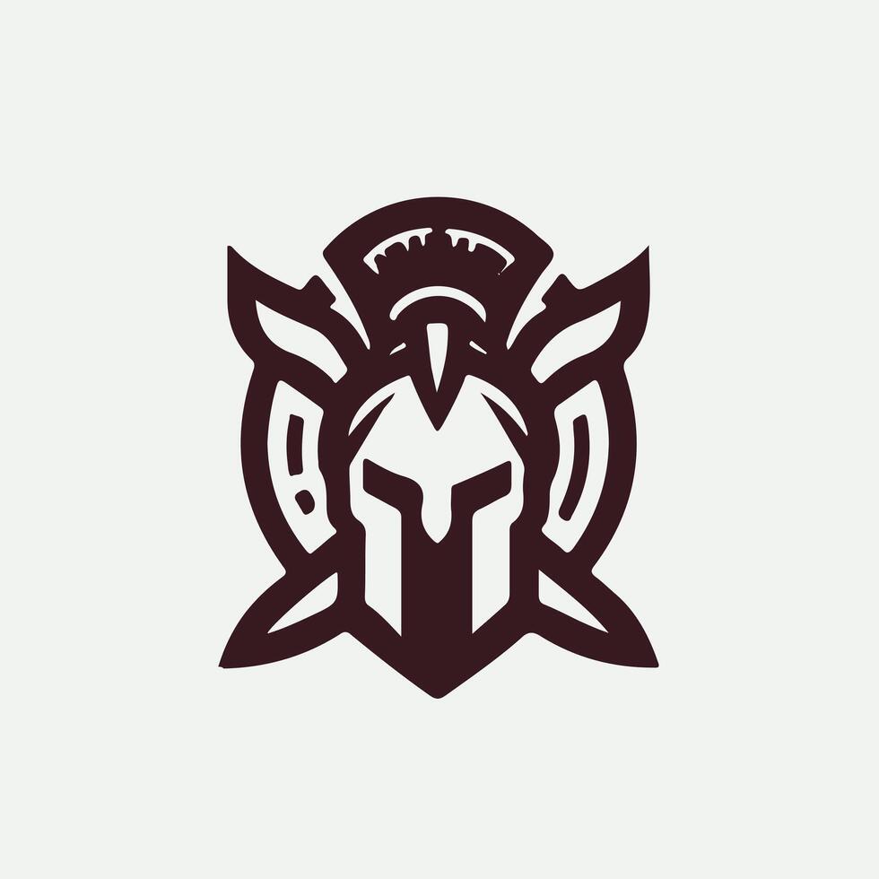 Shield bearer Linear Spartan Collection Logo Design vector