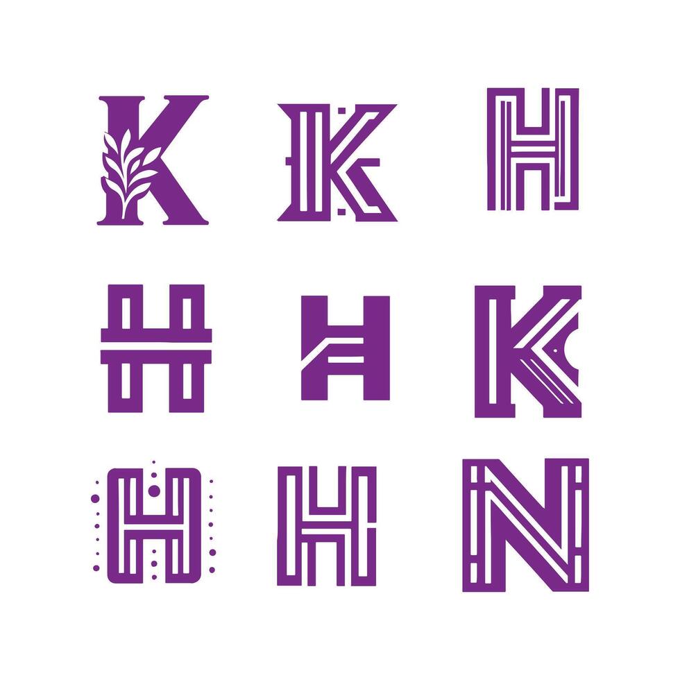 Collection Of Letters H K N vector