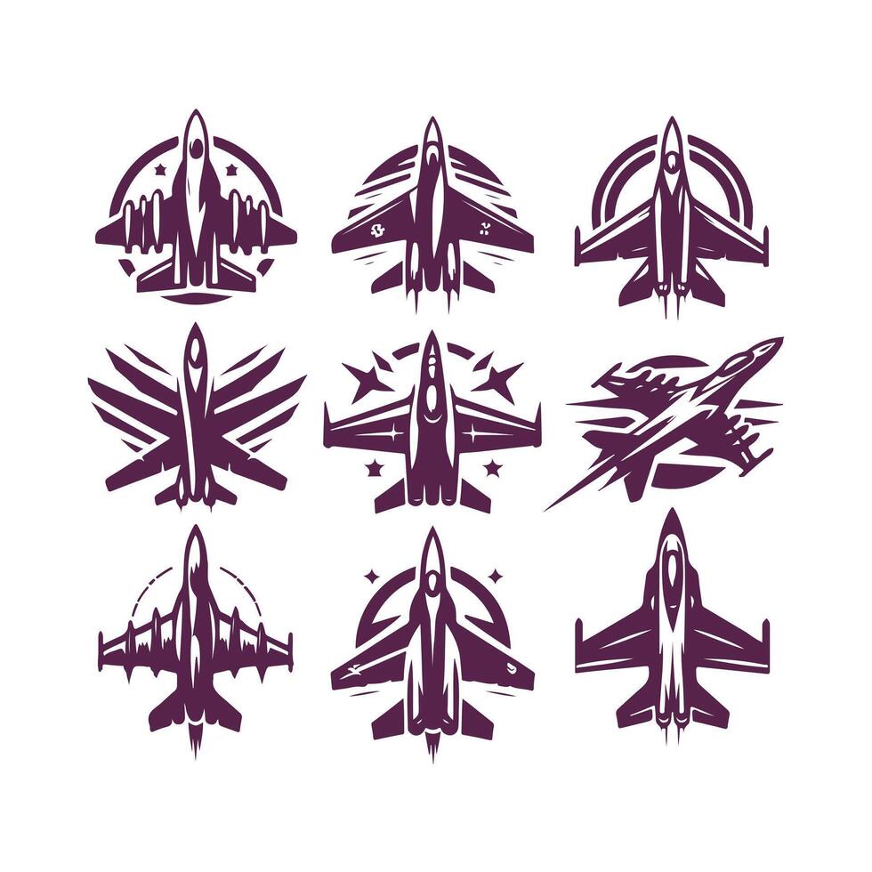Shadow Blade Jet Fighter Plane Collection Logo vector