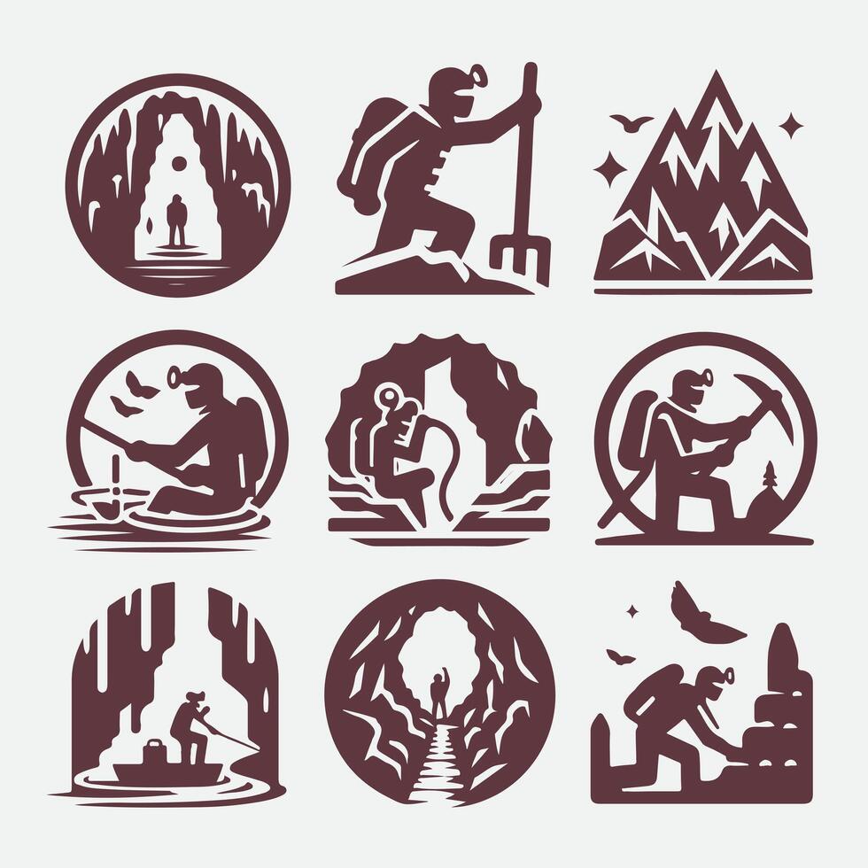Crags Crown Rock Climbong Collection Logo vector