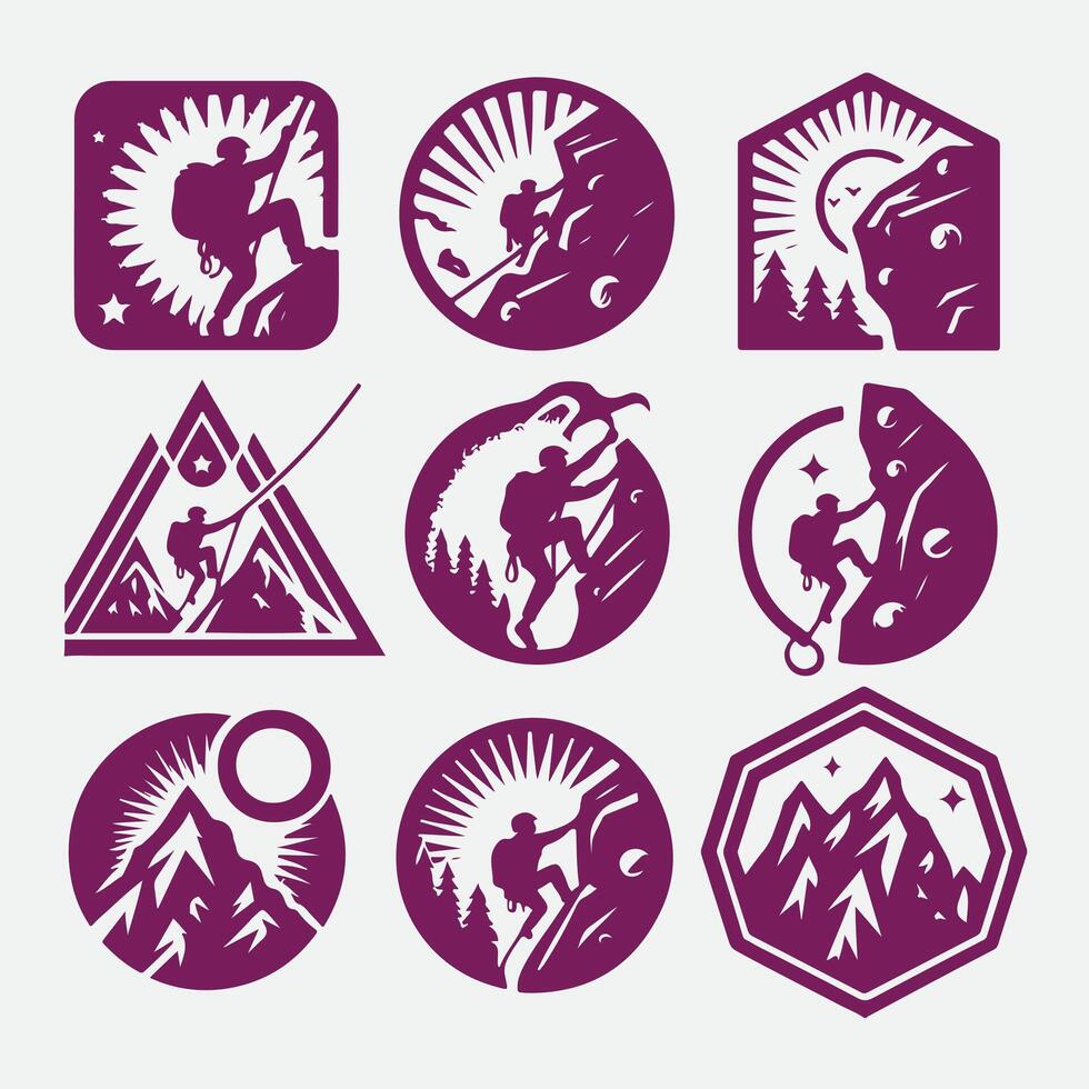 The Pinnacle Path Rock Climbing Collection Logo Design vector