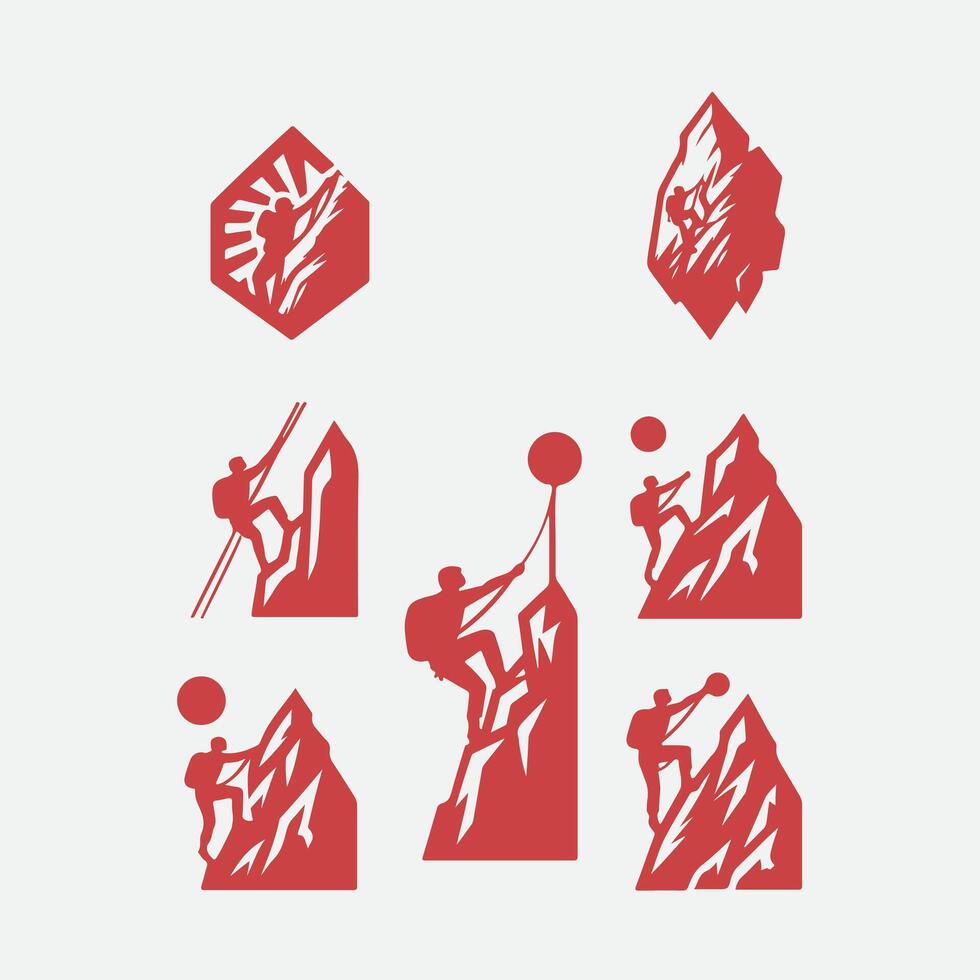 Iron Cliff Rock Climbing Collection Logo Design vector