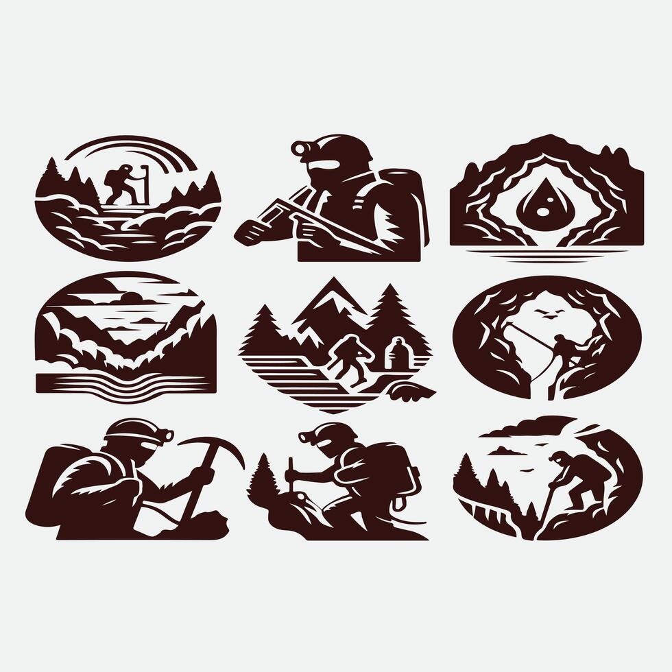 Craggy Ascent Rock Climbing Collection Logo Design vector