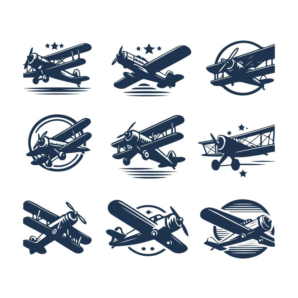 Timeless Wings Vintage Plane collection logo vector